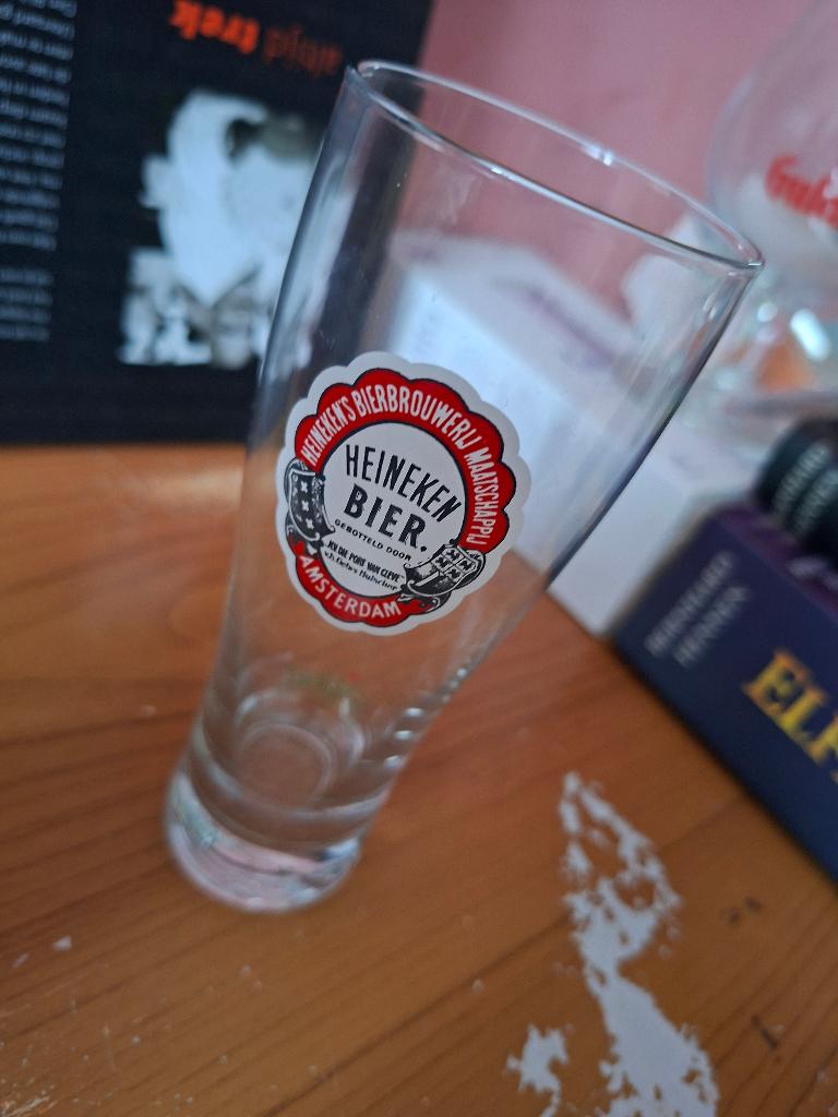 bierglas Heineken's bierbrouwerij maatschappij Amsterdam, Verzamelen, Ophalen of Verzenden, Zo goed als nieuw, Glas of Glazen