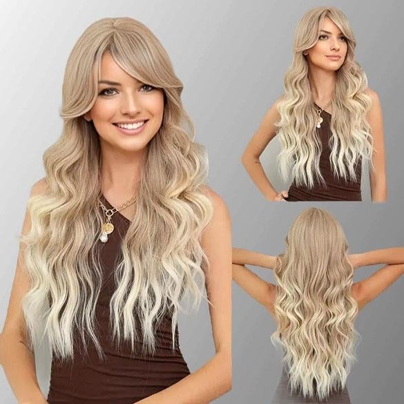 Luxe pruik lang blond haar met lichtere puntjes model Joy, Verzenden, Nieuw, Pruik of Haarverlenging