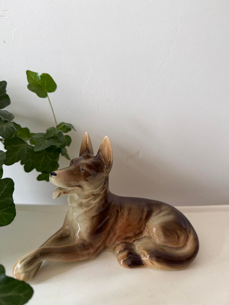 Porseleinen beeld herdershond, Ophalen of Verzenden, Zo goed als nieuw, Dier