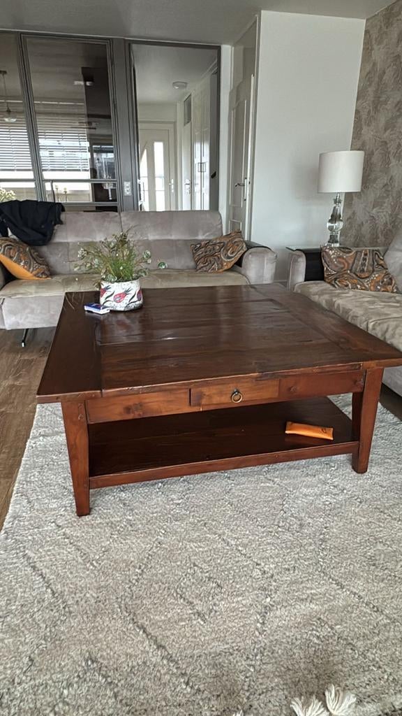 Salontafel 120x120 cm - Vierkant Hout, Gebruikt, Vierkant, Ophalen of Verzenden, Overige houtsoorten
