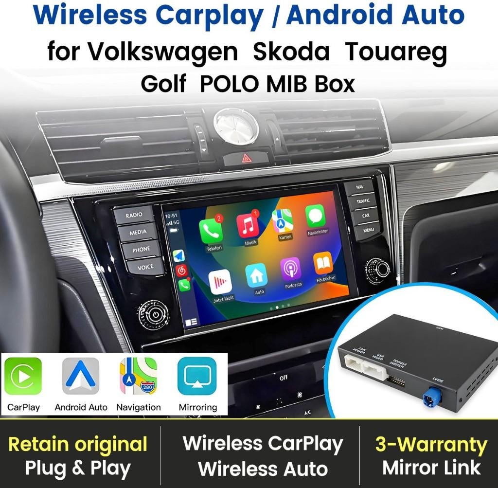 Carplay Module Box Voor VW Seat Skoda Audi MIB MIB2 mib2.5, Aycar, Nieuw, Ophalen of Verzenden, Aycar
