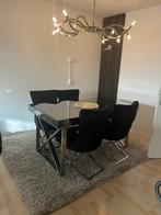 Eettafels met vier stolen, Huis en Inrichting, Tafels | Eettafels, 100 tot 150 cm, Zo goed als nieuw, Rechthoekig, 50 tot 100 cm