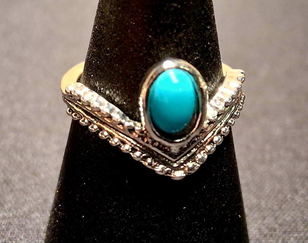 zilverkleurige pink ring v vorm met steentje mt  11, Sieraden, Tassen en Uiterlijk, Ringen, IJzer of Staal, Nieuw, Ophalen of Verzenden