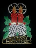 Groot zeer oud poezieplaatje kaarsen & dennenappels relief, Verzamelen, Poesieplaatjes, Ophalen of Verzenden