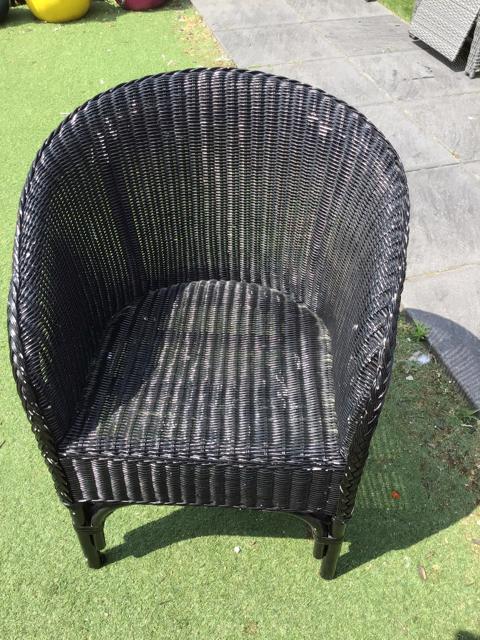 Stevige rieten zwarte stoel, Ophalen, Gebruikt, Zwart, Riet of Rotan