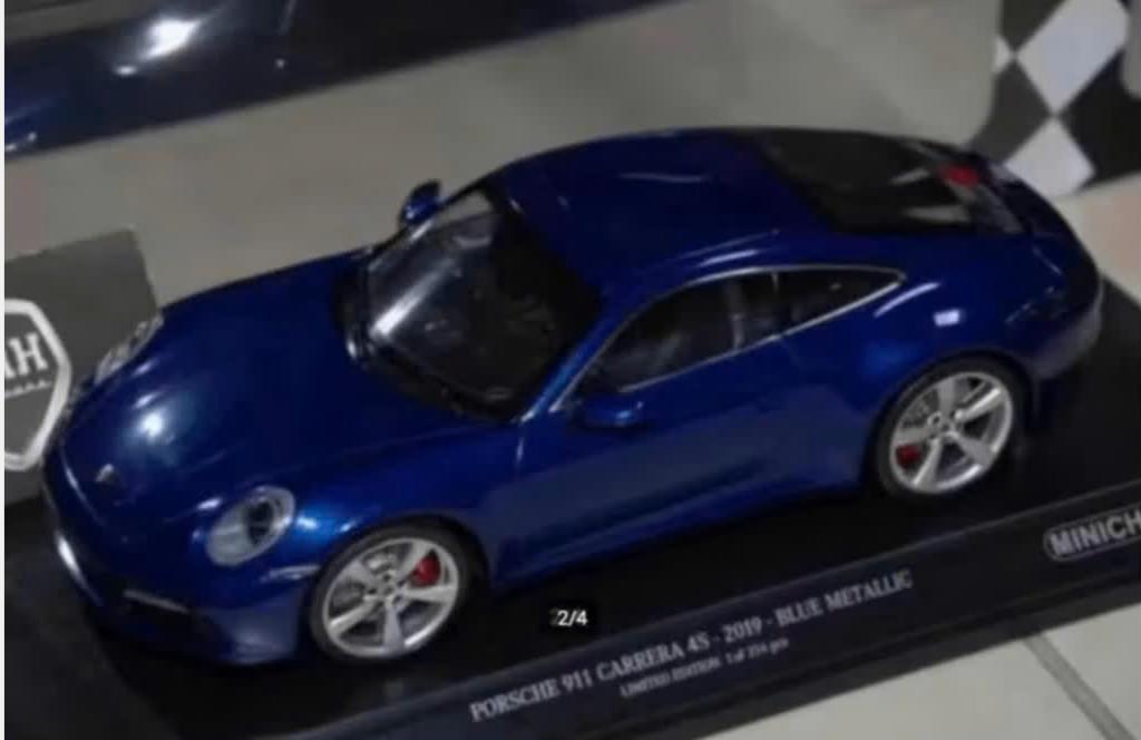 1:18 PORSCHE 911 CARRERA 4S COUPE 2019 blue Minichamps WRH, Hobby en Vrije tijd, Modelauto's | 1:18, Verzenden, Zo goed als nieuw