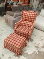 Ruitjes fauteuil met poef setprijs €50,-, ., Ophalen of Verzenden, Zo goed als nieuw, .