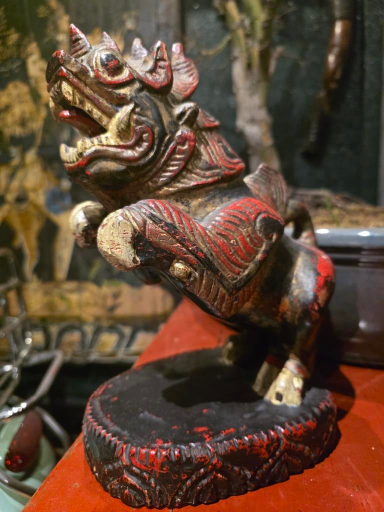 Antieke houten Foo Dog, 19e/begin 20e eeuw, Ophalen of Verzenden