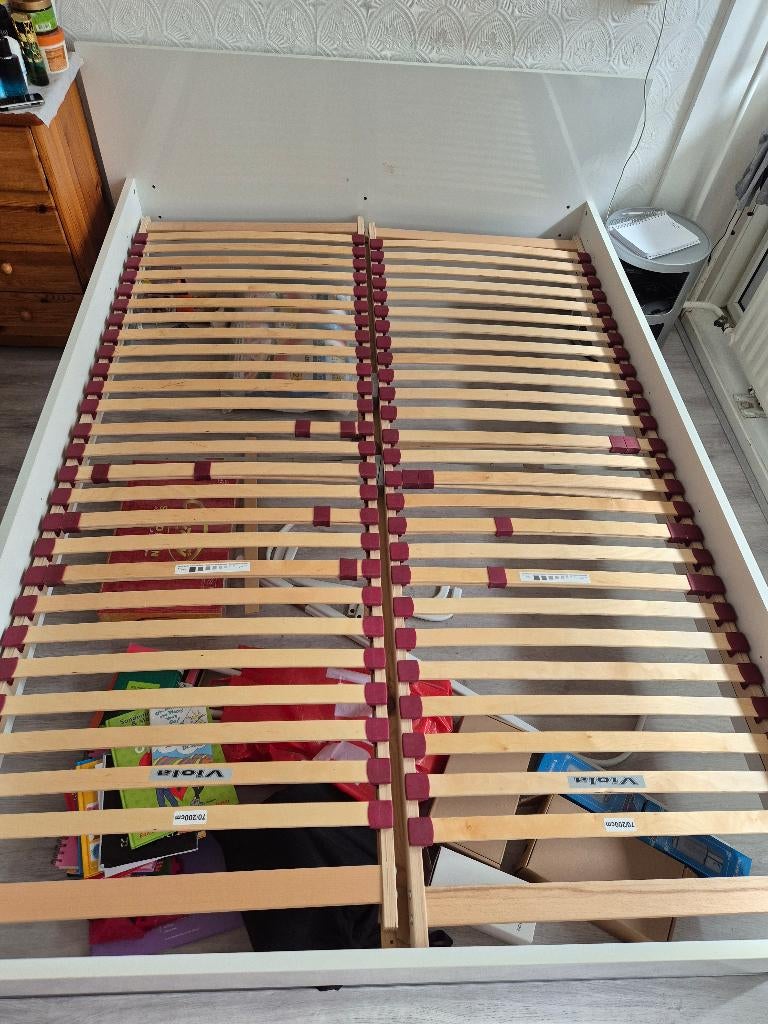 Bed 140x200 cm, Ophalen, Gebruikt, Wit, Tweepersoons