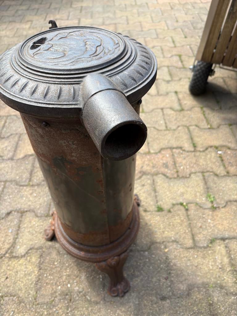 Oud kacheltje voor buitenruimte - Hoogte 53 cm, Ophalen, Gebruikt, Houtkachel, Vrijstaand