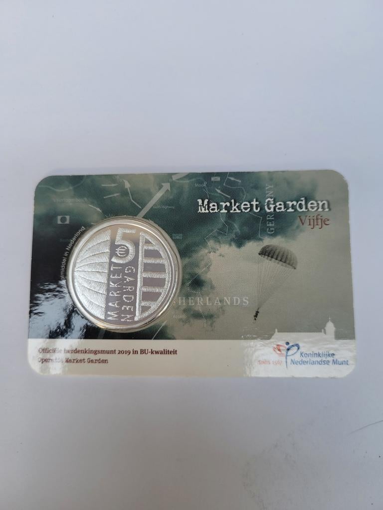 Coincard verzilverde €5,- munt Market Garden, Verzenden, Euro's, Losse munt, Zilver