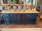 Sfeervol Spaans zwart dressoir, Met deur(en), Ophalen of Verzenden, Zo goed als nieuw, 200 cm of meer
