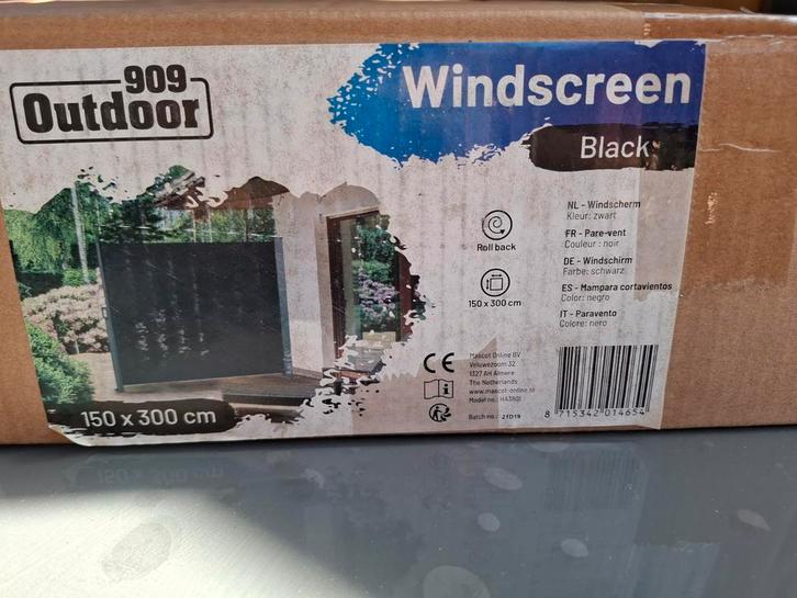 Oprolbaar windscherm zwart 150x300 cm, Tuin en Terras, Schaduwdoeken, Nieuw, Ophalen