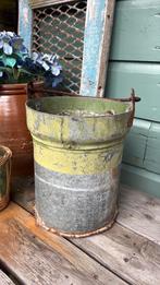 Stoere landelijke metalen emmer, Minder dan 30 cm, Rond, Ophalen of Verzenden, Zo goed als nieuw