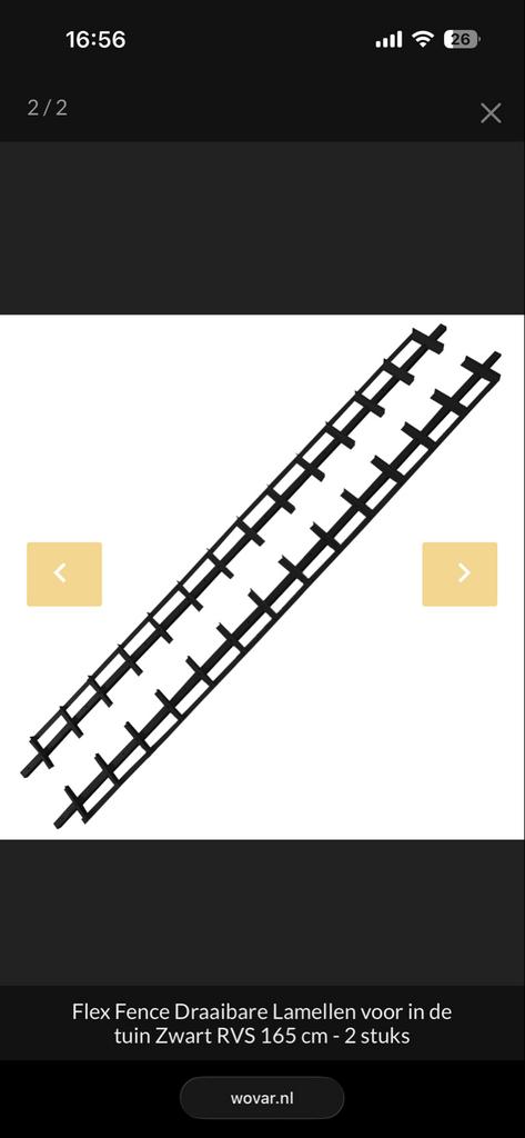 Flex Fence Draaibare Lamellen Zwart RVS 165 cm - 2 stuks, Ophalen, Overige materialen, Gebruikt, Minder dan 100 cm