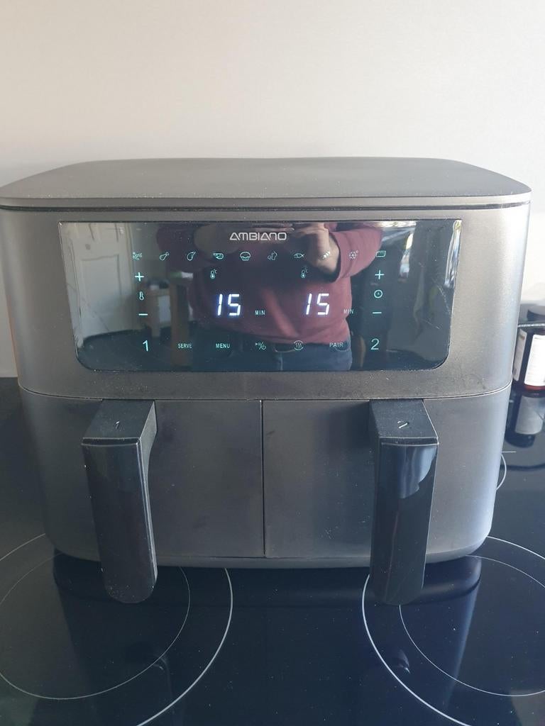 Ambiano dubbele heteluchtfriteuse / airfryer, Witgoed en Apparatuur, Airfryers, Zo goed als nieuw, Airfryer XXL, 1500 gram of meer