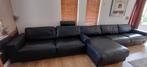 Bankstel gebruikt zwart leer, Huis en Inrichting, Ophalen, Gebruikt, 300 cm of meer, Rechte bank