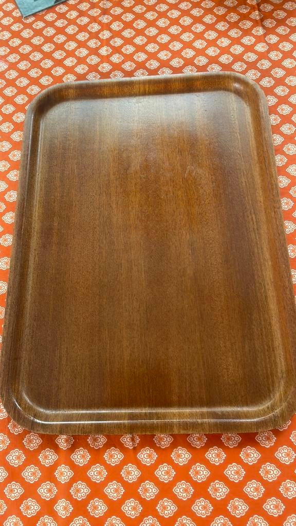 Vintage dienblad Silva houtlook 59/36cm., Ophalen of Verzenden, Zo goed als nieuw, Rechthoekig, Kunststof