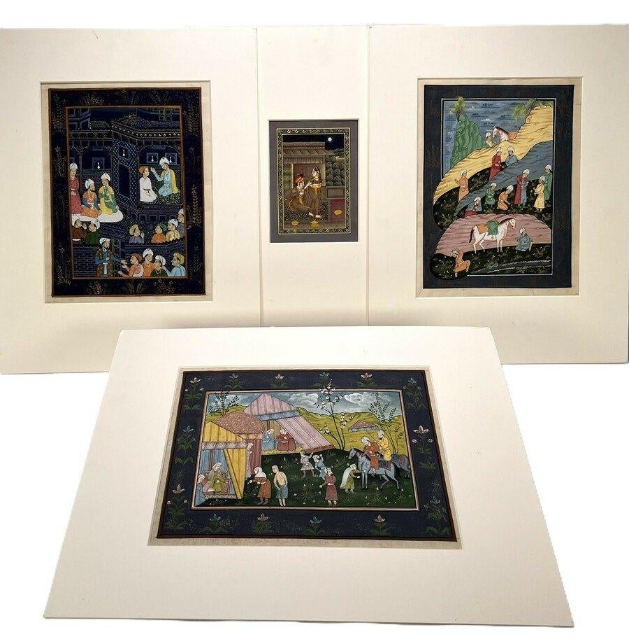 1089. Schilderingen op zijde - Mughal-stijl, India, 20e eeuw