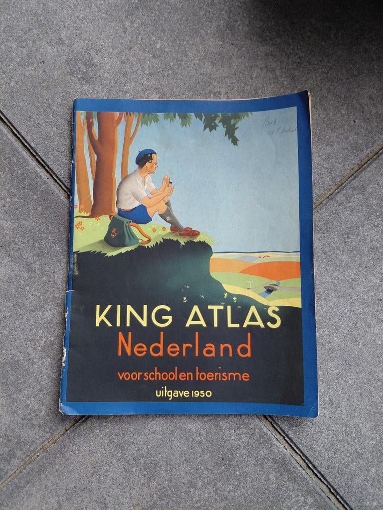 King Atlas Nederland 1950 - School en Toerisme, Boeken, Atlassen en Landkaarten, Gelezen, Overige atlassen, Nederland, 1800 tot 2000