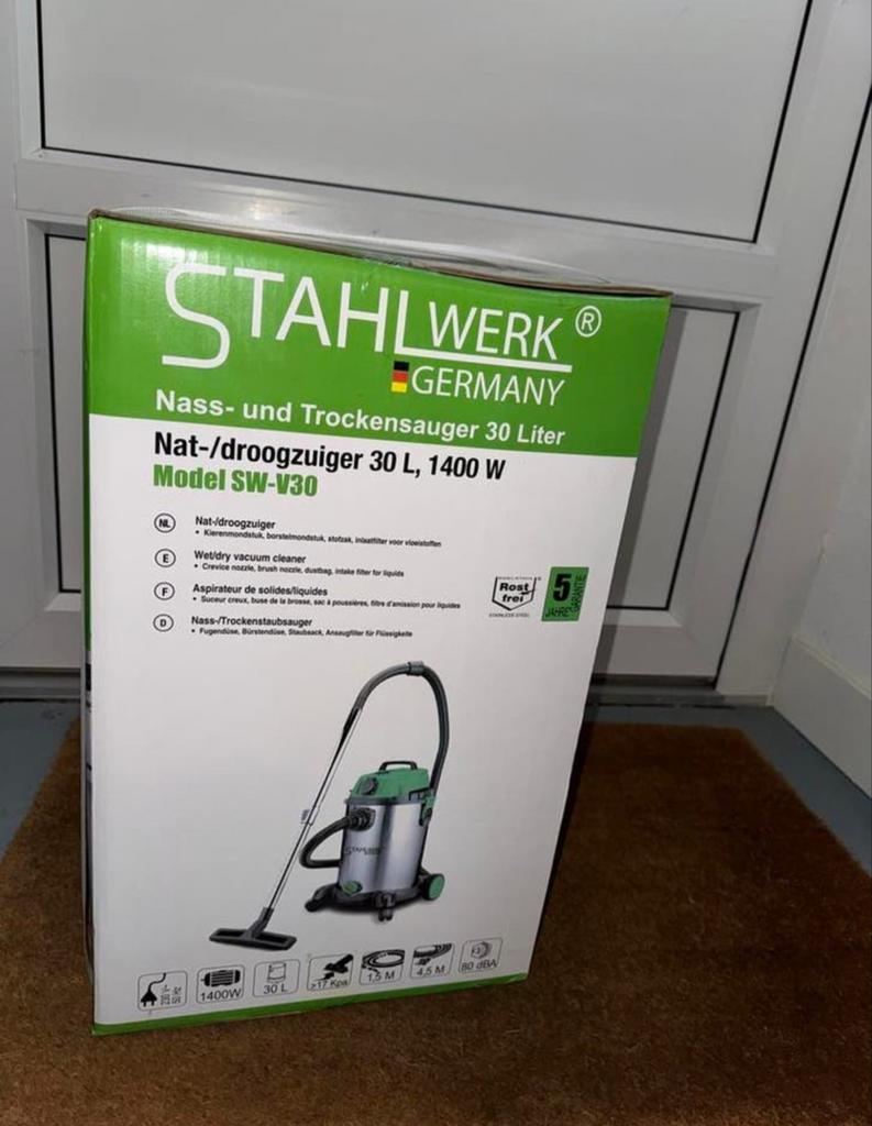 Stahlwerk Nat-/Droogzuiger 30L 1400W SW-V30, Nieuw, Ophalen of Verzenden, Waterstofzuiger, Reservoir