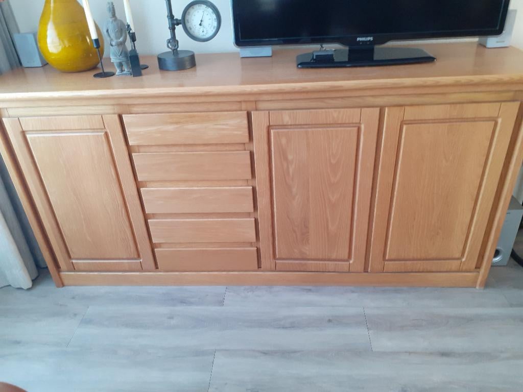 Blank eiken dressoir, Ophalen, Gebruikt, Met deur(en), 150 tot 200 cm