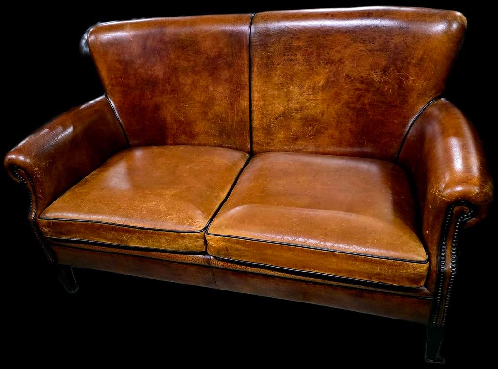 Klassieke schapenleren bank + BEZORGING GRATIS, Gebruikt, ., Klassiek, Ophalen of Verzenden