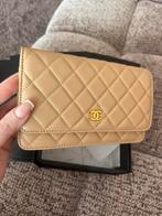 Elegante WOC Wallet on Chain Flap Bag Beige, Ophalen of Verzenden, Nieuw, Beige, Schoudertasje