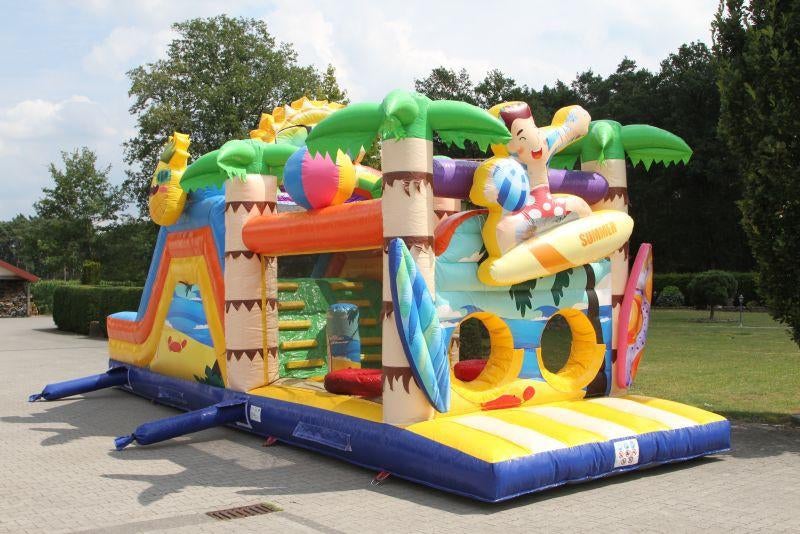 Groot opblaasbaar springkasteel met glijbaan - Zomer thema, Verzenden, Gebruikt, Overige