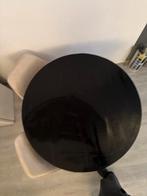 Ronde eettafel met zwart blad en metalen onderstel, Huis en Inrichting, Tafels | Eettafels, 100 tot 150 cm, Rond, Tot twee personen