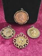 4 Vintage Kettinghangers met Munten: Napoleon & Victoria, Ophalen of Verzenden