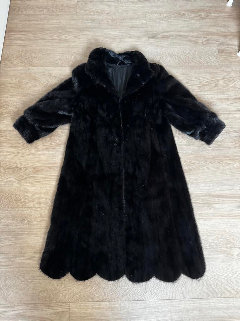 Nerts bontjas zwart / Mink fur coat black, Ophalen, Zo goed als nieuw, Zwart