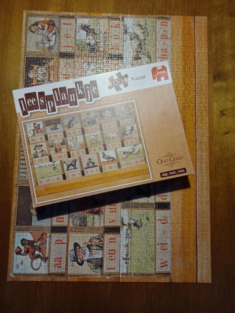 Jumbo puzzel aap noot mies leesplankje 1000 stukjes, Ophalen of Verzenden, 500 t/m 1500 stukjes, Zo goed als nieuw, Legpuzzel