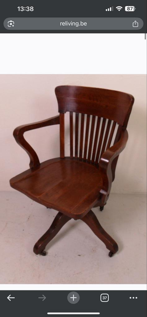 Klassieke houten draaibare bureaustoel - nette staat, Ophalen of Verzenden, Gebruikt, Bruin, Bureaustoel