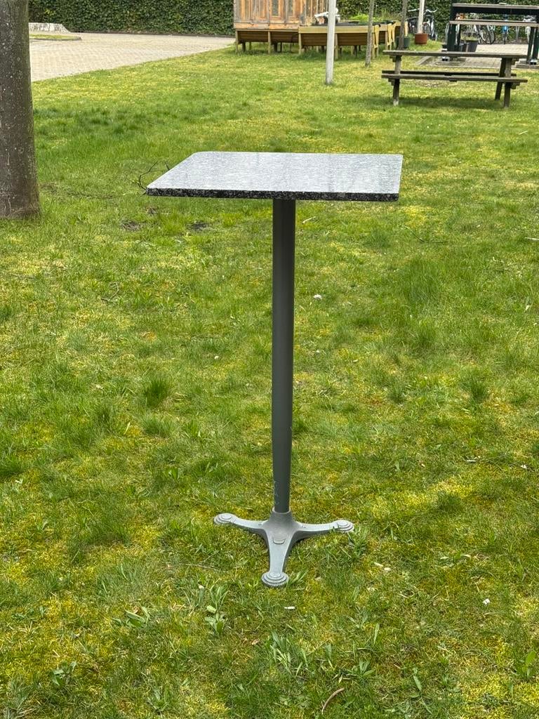 Vintage gietijzeren bistro tafel met granieten blad, Ophalen, Gebruikt