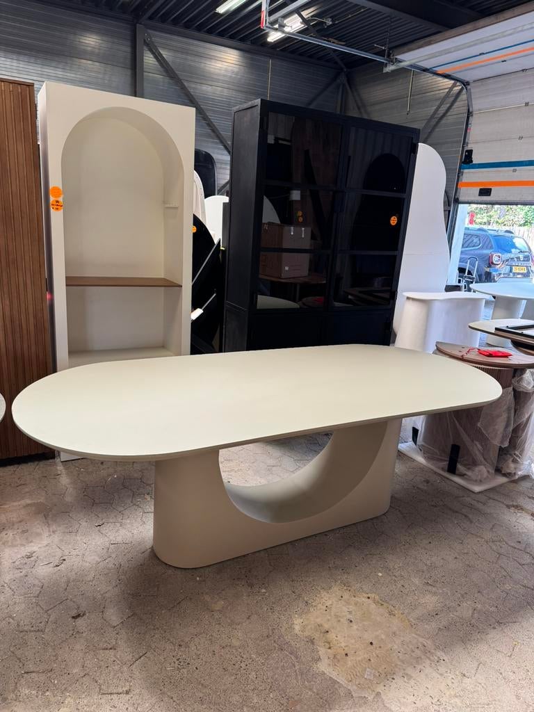 Deja Living eettafel beige betonlook 240x100x76 cm B keus, Ophalen, Japandi, Overige materialen, 100 tot 150 cm