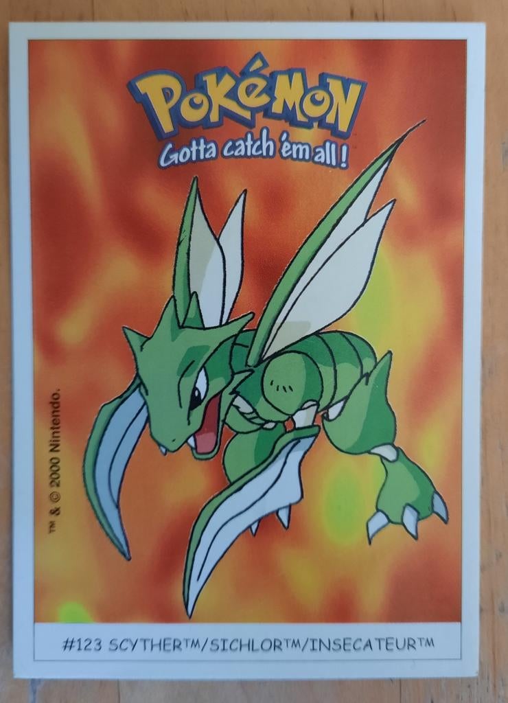 Pokémon Scyther Sticker Dunkin Boomer #123, Ophalen of Verzenden, Gebruikt, Losse kaart