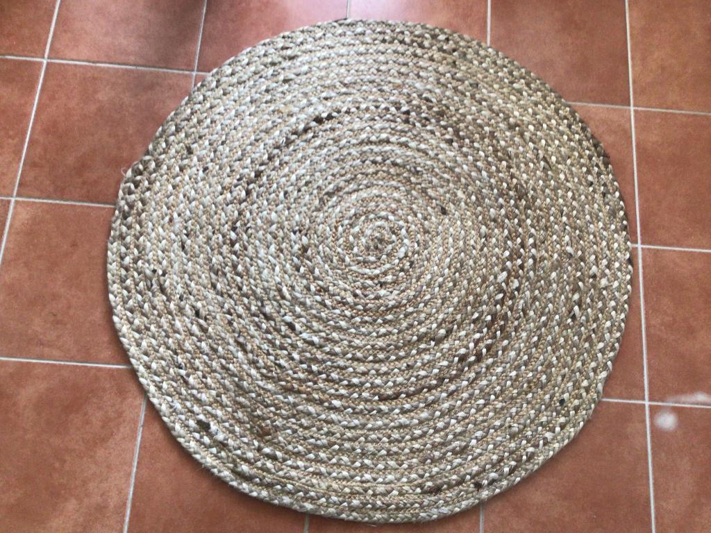 Vloerkleed Madras, rond naturel Leen Bakker, Rond, Zo goed als nieuw, 50 tot 100 cm, Bruin
