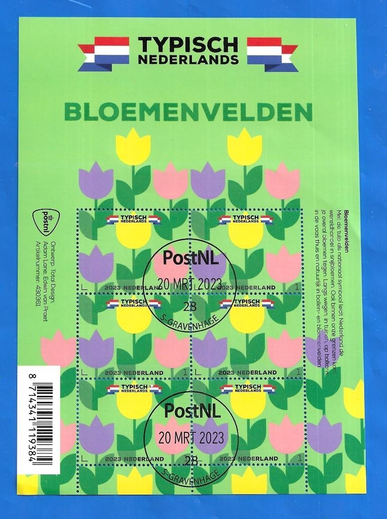 Typisch Nederlands - bloemenvelden (gestempeld postzegelvel), Verzenden, Na 1940, Postfris