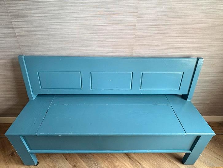 Klepbank eetkamerbank met opbergruimte - Blauw, Huis en Inrichting, Stoelen, Gebruikt, Eén, Hout, Blauw, Ophalen