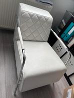 Stijlvolle wit lederen design fauteuil, Huis en Inrichting, Fauteuils, Ophalen, Zo goed als nieuw, 50 tot 75 cm, Leer