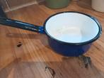 Emaille steelpan - Blauw met zwart handvat, Ophalen