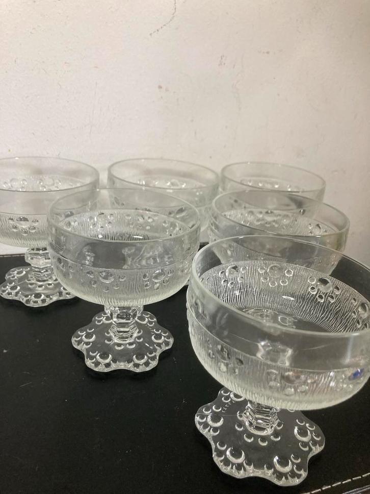 6 Masserini Barocco cocktail/ijscoupes - Vintage jaren '60, Antiek en Kunst, Antiek | Glas en Kristal, Ophalen of Verzenden