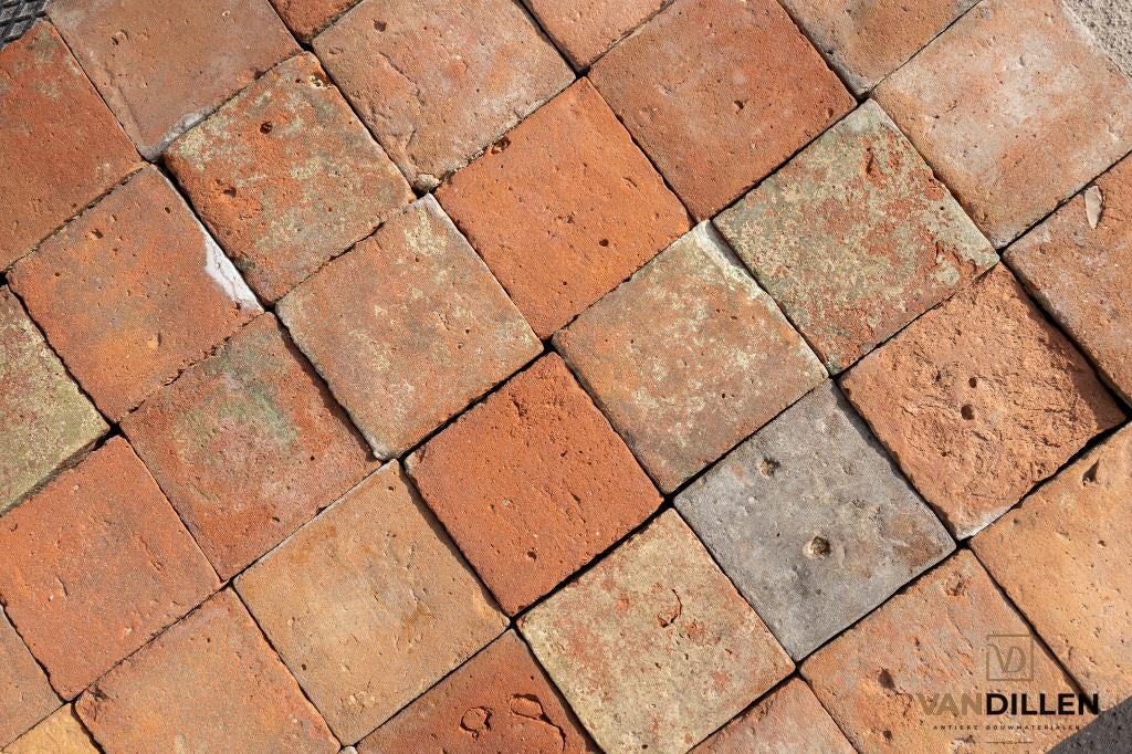 Antieke Franse plavuizen 135m2 16x16 unieke nuance estrikken, Steen of Klei, Minder dan 50 cm, Ophalen of Verzenden, Zo goed als nieuw