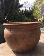 Unieke prachtige Oud Hollandse terracotta bloempotten 36cm, 25 tot 40 cm, Gebruikt, Rond, Ophalen of Verzenden
