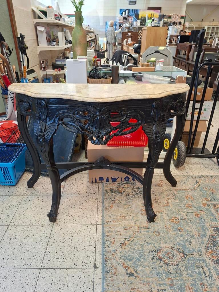 Antieke console tafel met marmeren blad, Ophalen