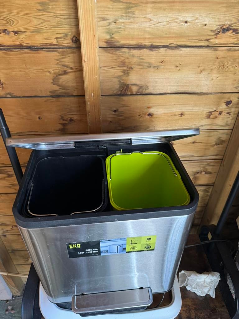 Prullenbak eko rvs, Huis en Inrichting, Woonaccessoires | Prullenbakken, Ophalen, Met pedaal, Rvs, Minder dan 50 cm