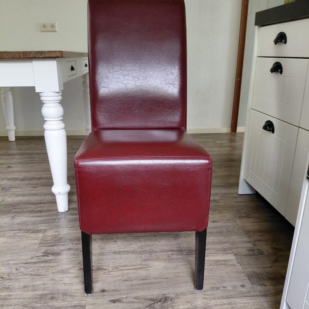 Bordeaux rode eetkamerstoelen - Set van 4, Overige materialen, Gebruikt, Ophalen of Verzenden, Vier