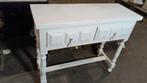 Witte sidetable met 2 lades en gedraaide poten, Ophalen, Gebruikt, 100 tot 150 cm, Klassiek