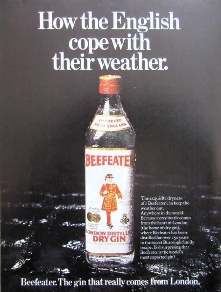 8 vintage advertenties reclames Beefeater gin 1961-72 drank, Verzamelen, Ophalen of Verzenden, Gebruikt, Overige typen